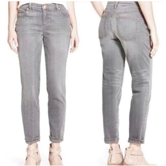 Eileen Fisher Organic Cotton Stretch Ankle Jeans Sz 14 P Gray Old Money Straight - Picture 1 of 8